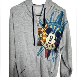 Disney Parks Vintage Gray Disney World Gray Zipper Hoodie Size Small